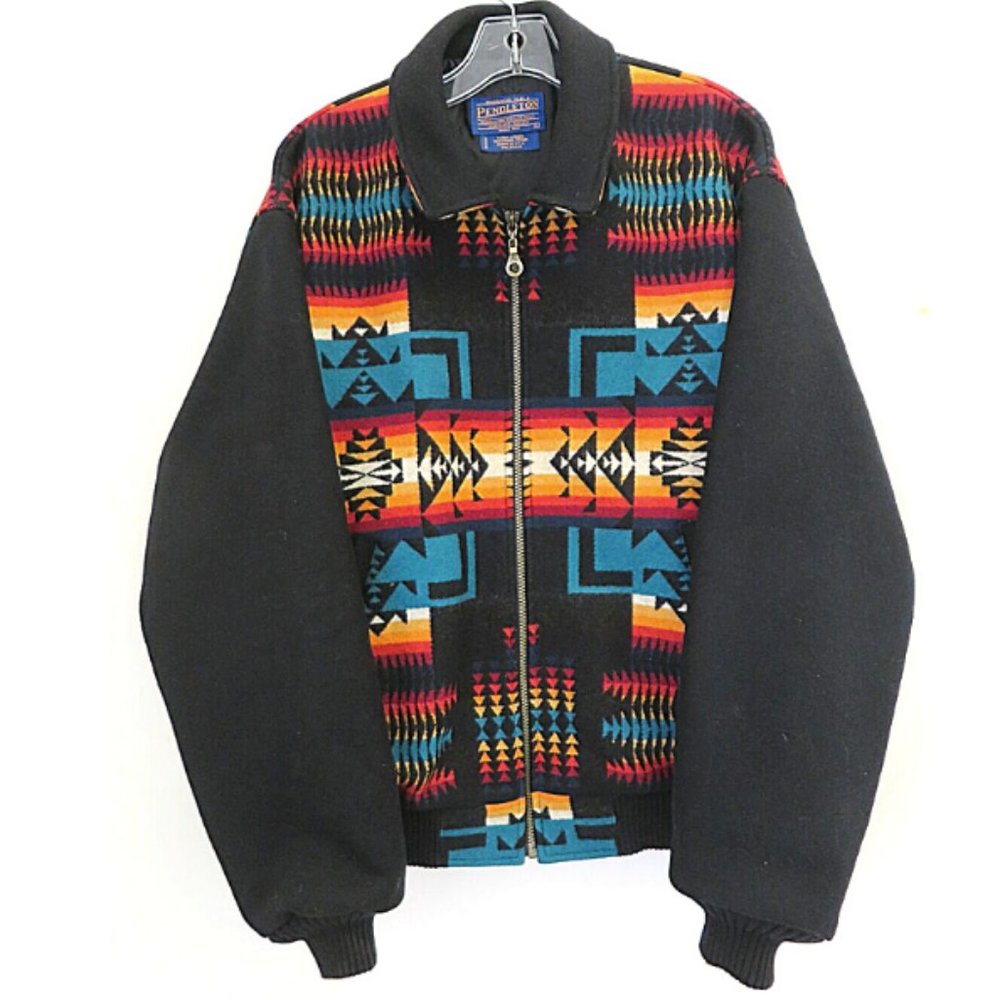 Men Pendleton Western Wool Geometric Wool Jacket L - image 1